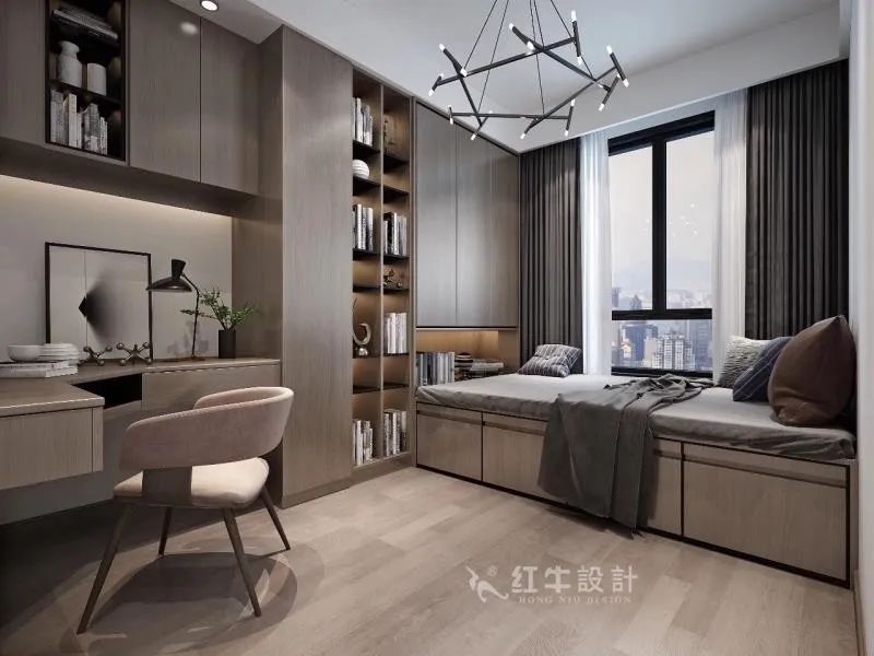 吳波_紅牛設(shè)計--中垠紫金官邸100㎡(B戶型)現(xiàn)代簡約07效果圖欣賞_書房