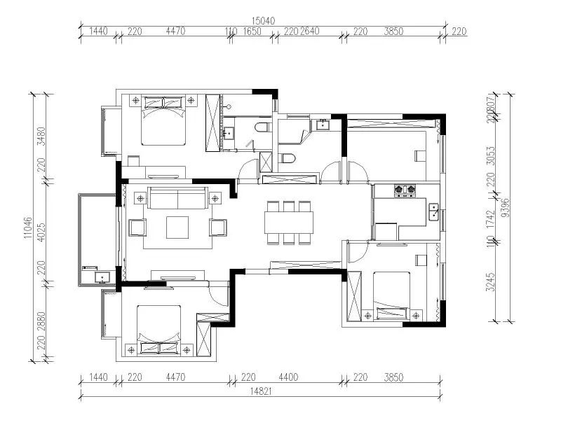 余瑋_紅牛設(shè)計--中垠紫金官邸140㎡(G戶型)北歐風(fēng)格04調(diào)整建議_平面布置圖