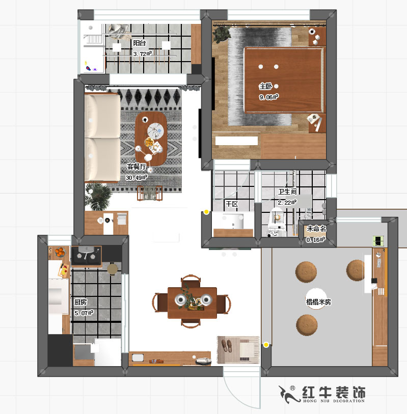 陶陽_萬達(dá)東坊4-803-73㎡-現(xiàn)代輕奢風(fēng)格_2室2廳1衛(wèi)_成品家¥9