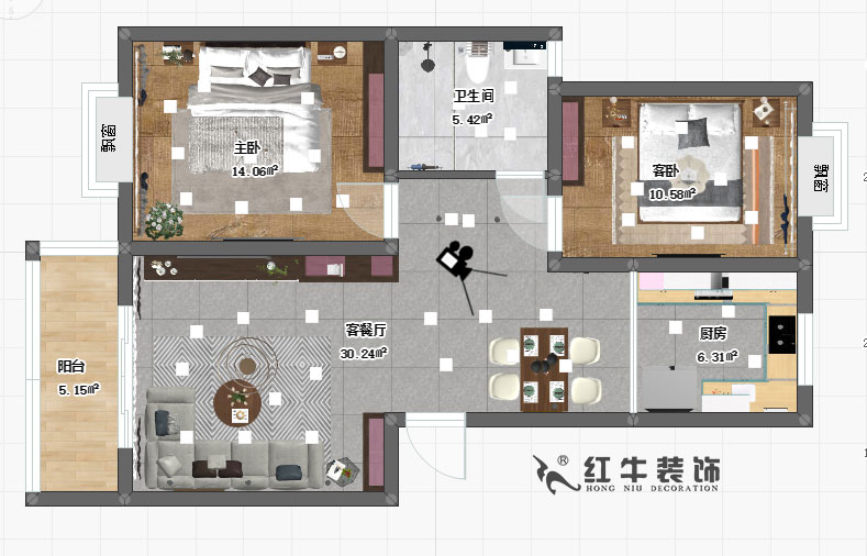 房亮_天潤(rùn)城6街區(qū)6-106-89㎡-簡(jiǎn)約風(fēng)格_2室2廳1衛(wèi)_定制家¥11