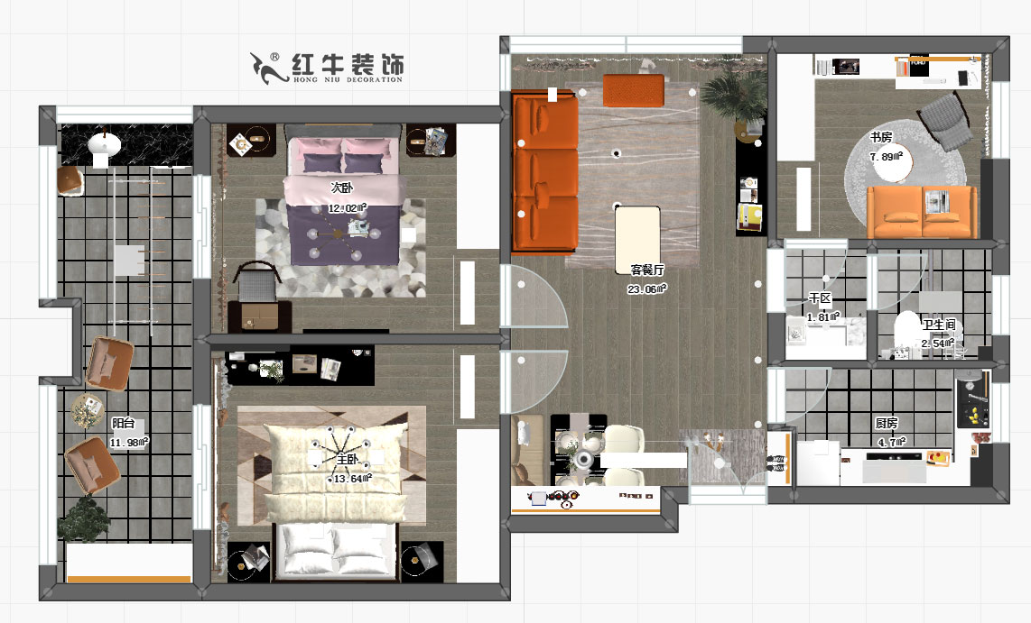 仇美蓉_朗詩萬都玲瓏樾3-4-408-92㎡-現代風格_3室2廳1衛(wèi)_定制家¥123952→00彩平圖