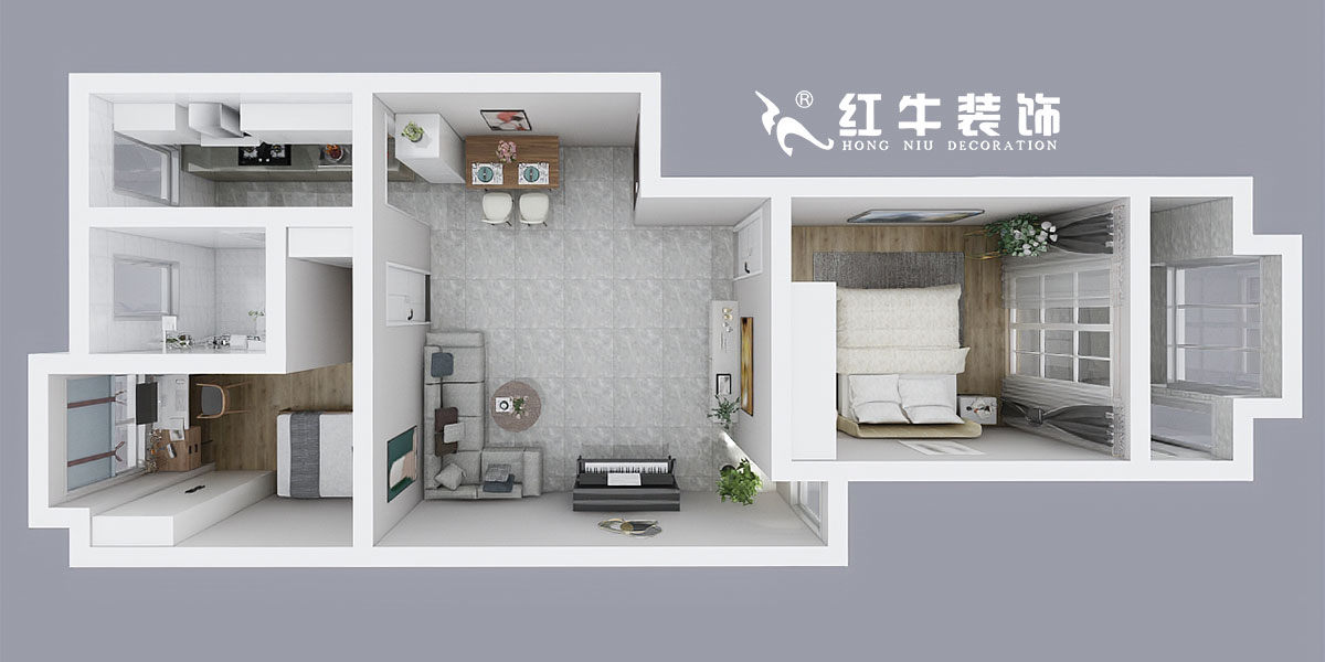 魏明花_一品嘉園2-305-76㎡-簡約風(fēng)格_2室1廳1衛(wèi)_成品家¥117416→00鳥瞰圖