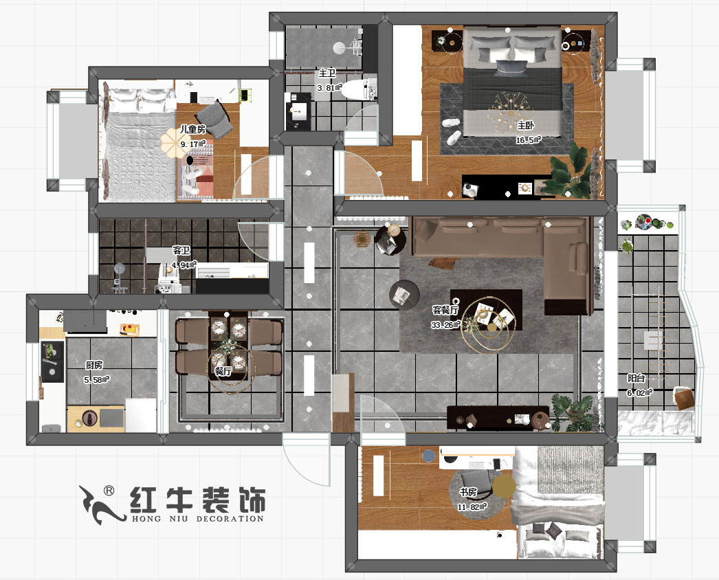 吳波_黃埔鑫園13-505-116㎡-現(xiàn)代風(fēng)格_3室2廳2衛(wèi)_定制家¥162554→00彩平圖