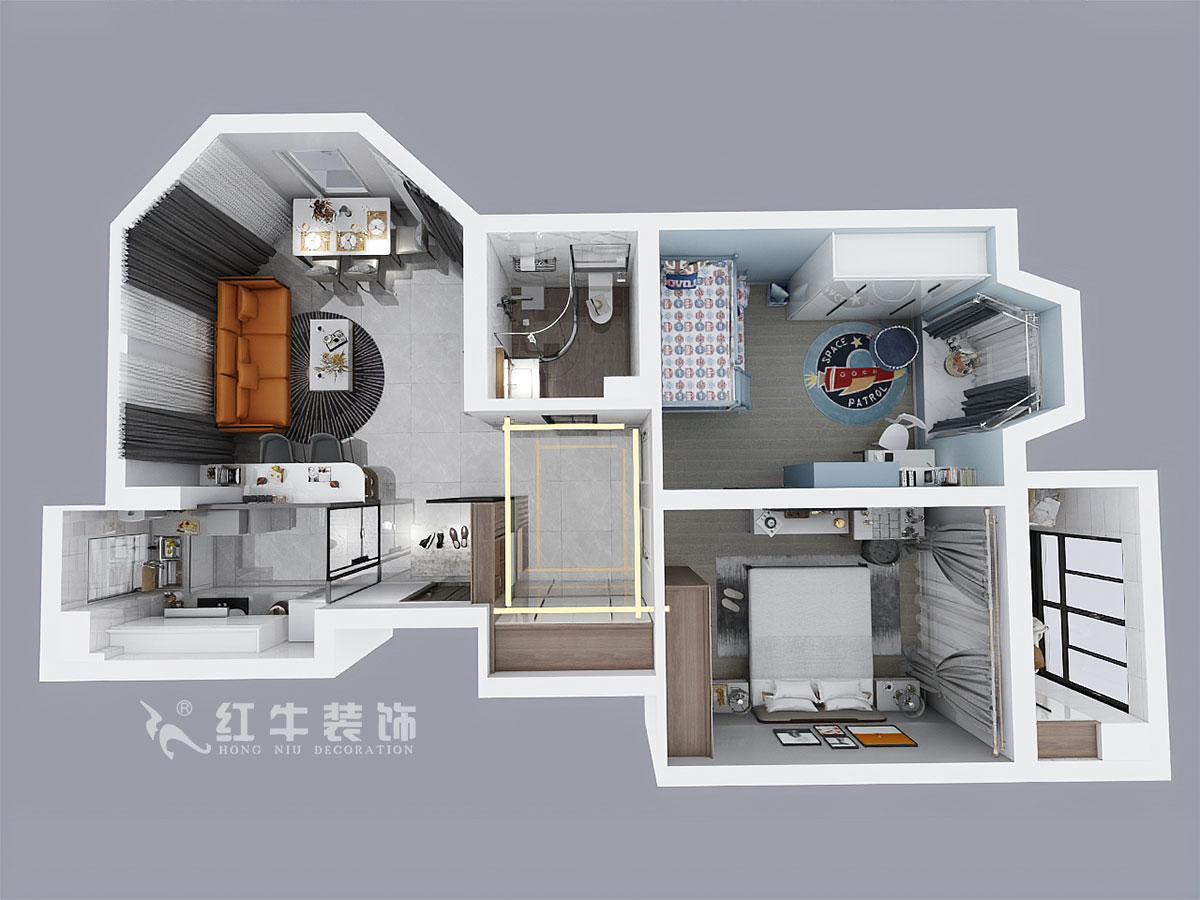 趙東星_碧瑤花園14-201-90㎡-現(xiàn)代風格_2室1廳1衛(wèi)(老房翻新)_成品家¥113603_全包11萬00鳥瞰圖