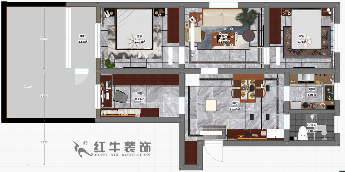 蔡成昊_花園路11號(hào)25-104-90㎡-現(xiàn)代簡(jiǎn)約風(fēng)格_3室2廳1衛(wèi)(老房裝修)_定制家¥128966_全包12