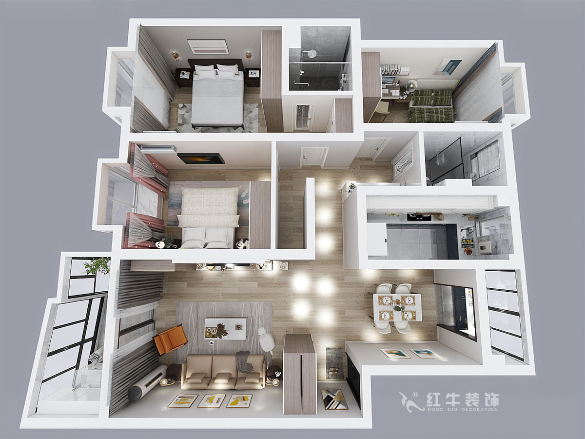 房亮_楓丹白露21-102-125㎡-現(xiàn)代簡約風(fēng)格_3室2廳2衛(wèi)(老房裝修)_定制家¥214554_全包22萬00_04鳥瞰圖