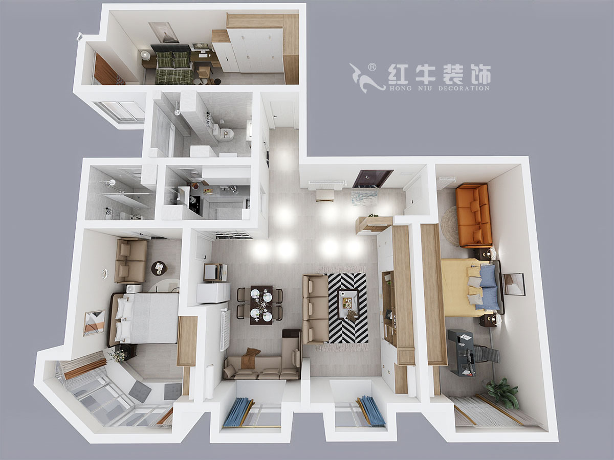 熊皓宇_金輪大廈2301室-170㎡-現(xiàn)代輕奢風格_3室2廳2衛(wèi)(老房翻新)_定制家¥176858_全包30萬00_04鳥瞰圖