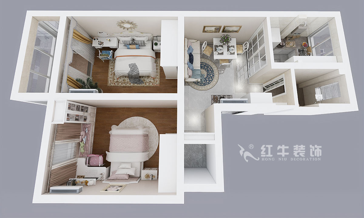 張桐瑋_武定新村41-402-60㎡-簡(jiǎn)歐風(fēng)格_2室1廳1衛(wèi)(老房裝修)_定制家¥83500_全包10萬(wàn)00_04鳥(niǎo)瞰圖