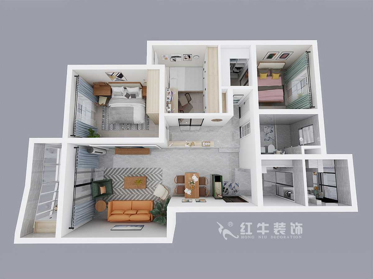 熊浩宇_惠紡園1-1-302-115㎡-現(xiàn)代簡約風(fēng)格_3室2廳1衛(wèi)(老房翻新)_定制家¥128340_全包12萬00_04鳥瞰圖