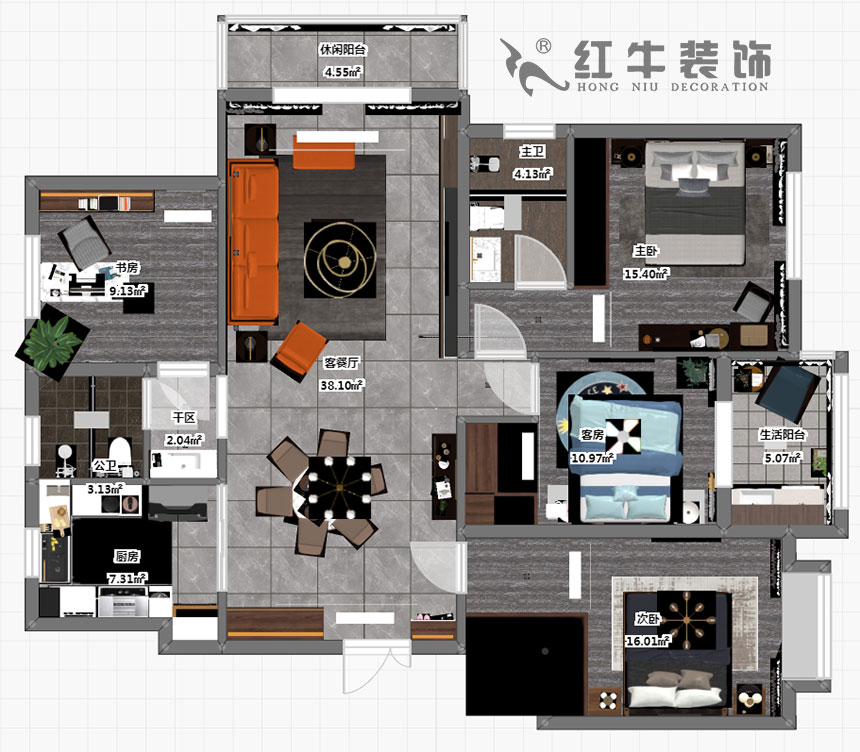 劉小勇_鴻雁名居20-1001-140㎡-現(xiàn)代風(fēng)格_4室2廳2衛(wèi)(新房裝修)_定制家¥208000_全包20萬00_03彩平圖