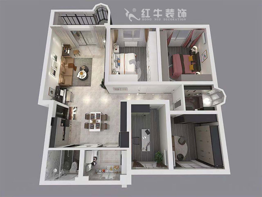 魏明花_梅花山莊21-201-702-153㎡-現(xiàn)代簡(jiǎn)約風(fēng)格_4室2廳2衛(wèi)(二手房裝修)_定制家¥260000_全包26萬00_04鳥瞰圖