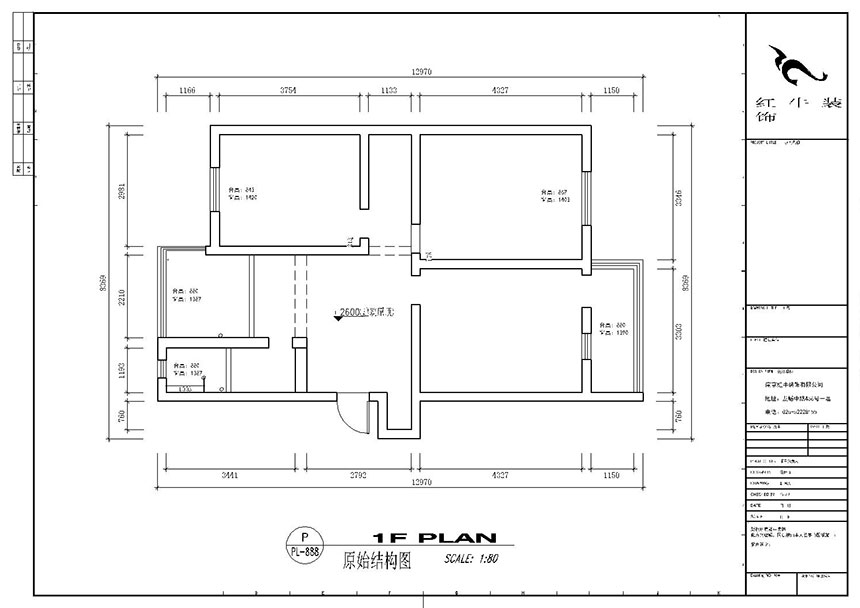 顧娟_全福小區(qū)10-201-90㎡-現(xiàn)代風(fēng)格_2室2廳1衛(wèi)(舊房裝修)_半包¥66800_全包13萬00_01原始結(jié)構(gòu)圖