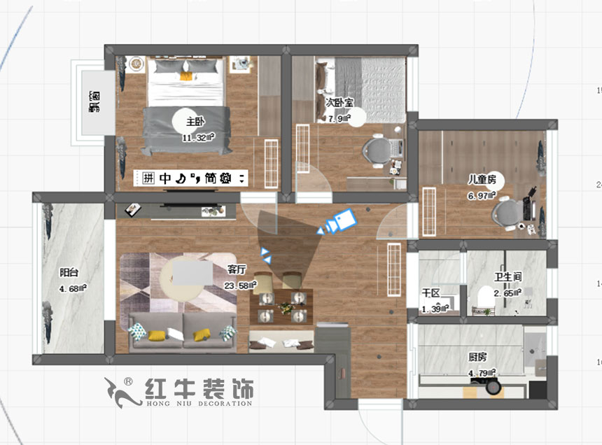 陸利民_保利羅蘭春天1-1404-86㎡-現(xiàn)代風(fēng)格_3室2廳1衛(wèi)(新房裝修)_成品家¥136800_全包13萬(wàn)00_03彩平圖