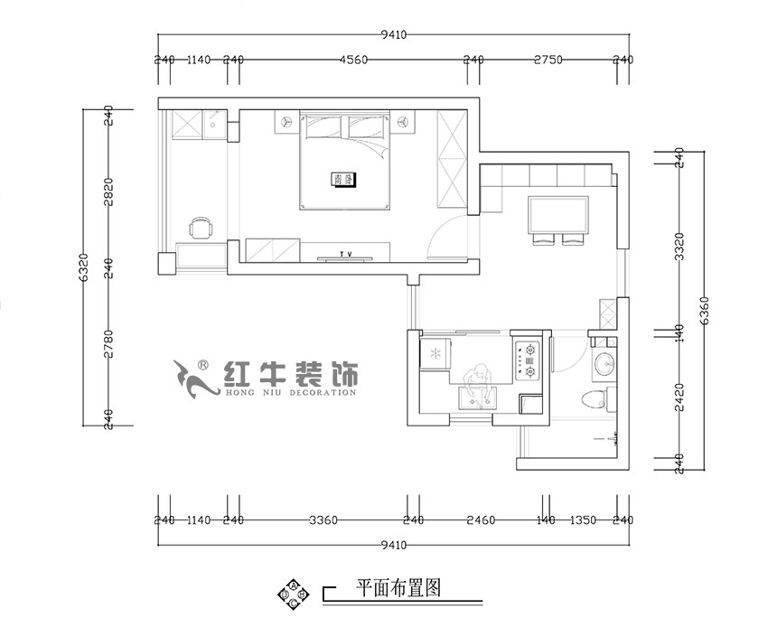 張智猿_銀龍四期11棟2-706-42㎡-現(xiàn)代簡約風格_1室1廳1衛(wèi)(老房裝修)_定制家¥79453_全包8萬00_02平面布置圖