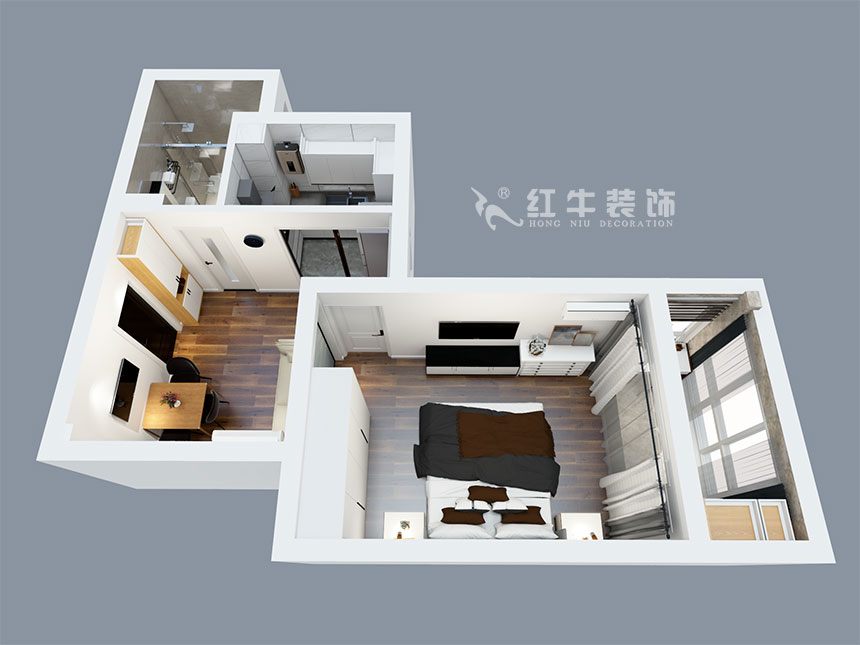 張智猿_銀龍四期11棟2-706-42㎡-現(xiàn)代簡約風格_1室1廳1衛(wèi)(老房裝修)_定制家¥79453_全包8萬00_04鳥瞰圖