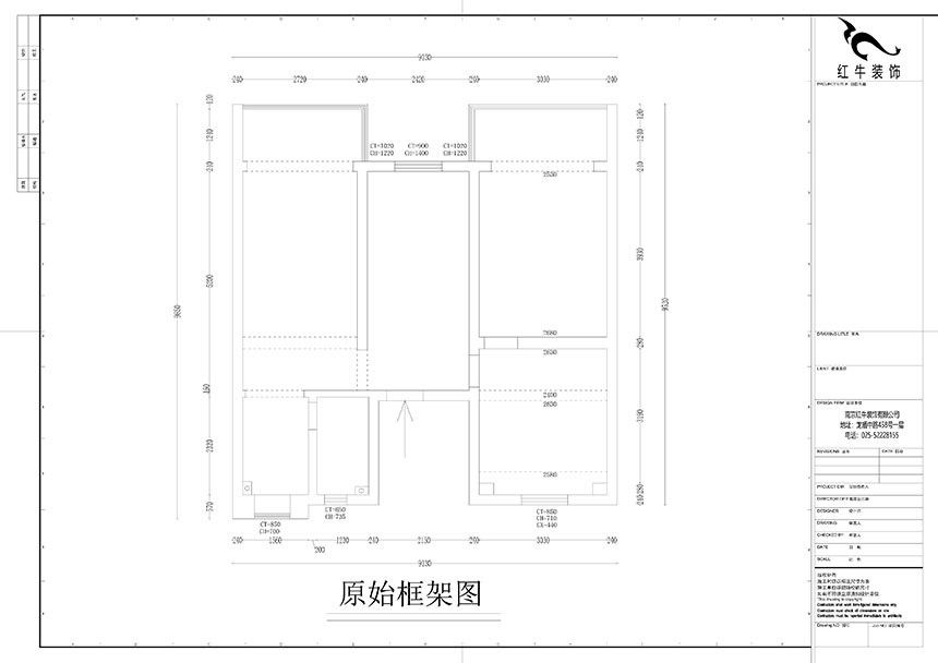 孟憲濤_良友里4-2-603-85㎡-現(xiàn)代風格_3室1廳1衛(wèi)(二手房裝修)_定制家¥89000_全包9萬00_01良友里4-603原始框架圖