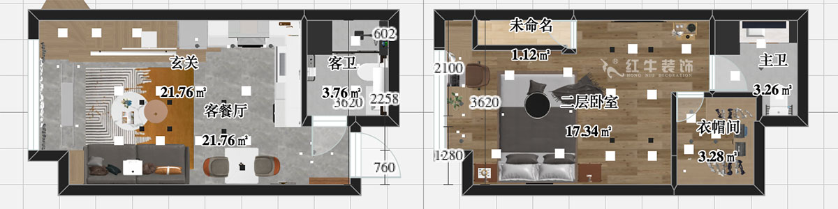 張智猿|海賦尚城6-508-40㎡挑高-現(xiàn)代簡約風(fēng)格|1室1廳1衛(wèi)|新房裝修|定制家¥100000|全包11萬|00_04彩平圖