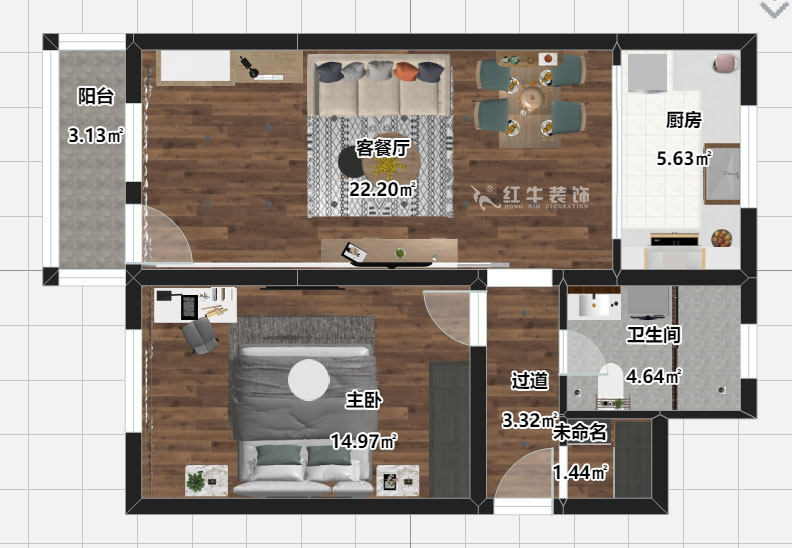 劉曉芳|長白街2號1-506-64㎡-現(xiàn)代風格|2室2廳1衛(wèi)|老房裝修|定制家¥105600|全包10