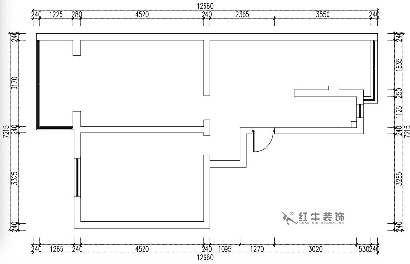 張桐瑋|天津新村25-304-64㎡-現(xiàn)代簡美風(fēng)格|2室1廳1衛(wèi)|老房裝修|定制家¥71800|全包10萬|00_01原始結(jié)構(gòu)圖