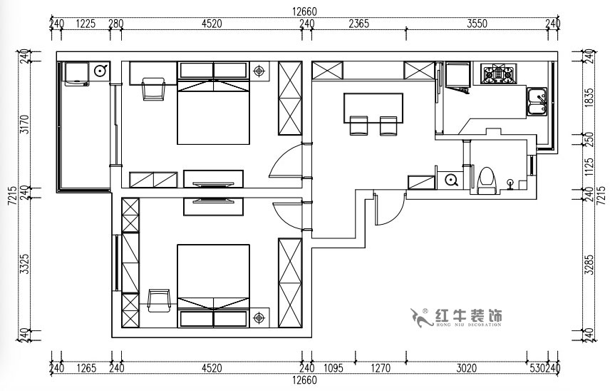 張桐瑋|天津新村25-304-64㎡-現(xiàn)代簡美風(fēng)格|2室1廳1衛(wèi)|老房裝修|定制家¥71800|全包10萬|00_02平面方案圖