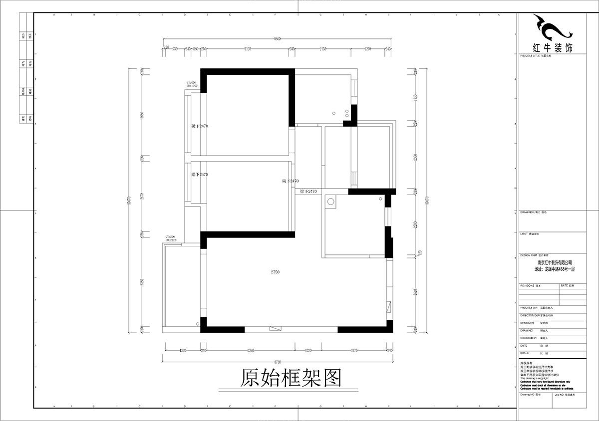 孟憲濤|華潤幸福里10-2203-88㎡-簡約風格|3室1廳1衛(wèi)|新房裝修|定制家¥118229|全包12萬|00_01原始框架圖