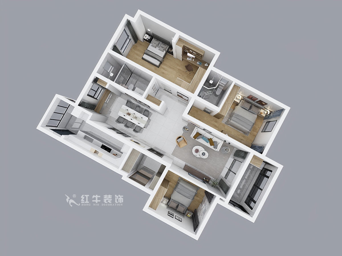 陸利民|高科榮域6-1103-133㎡-現代風格|3室2廳2衛(wèi)|新房裝修|成品家¥216000|全包21