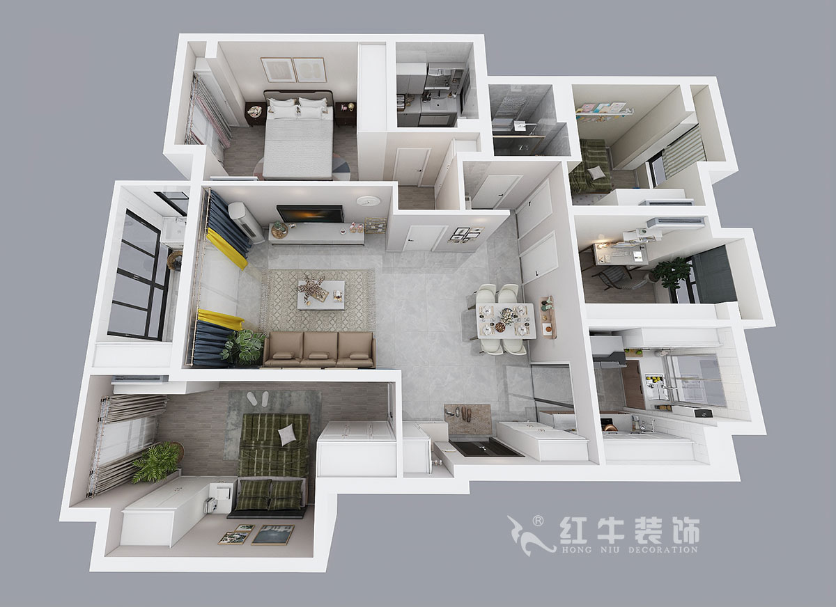 吳波|湖光晨樾2-402-108㎡-現(xiàn)代風(fēng)格|4室2廳2衛(wèi)|新房裝修|定制家¥129152|全包13萬(wàn)|00_04鳥瞰圖