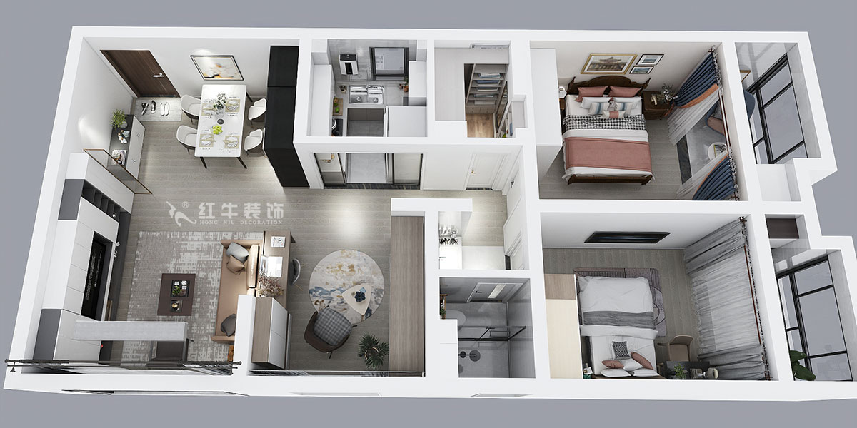 顧娟|御道嘉庭5-2-610-107㎡-現(xiàn)代風(fēng)格|3室2廳1衛(wèi)|新房裝修|定制家¥134800|全包15萬|00_04鳥瞰圖