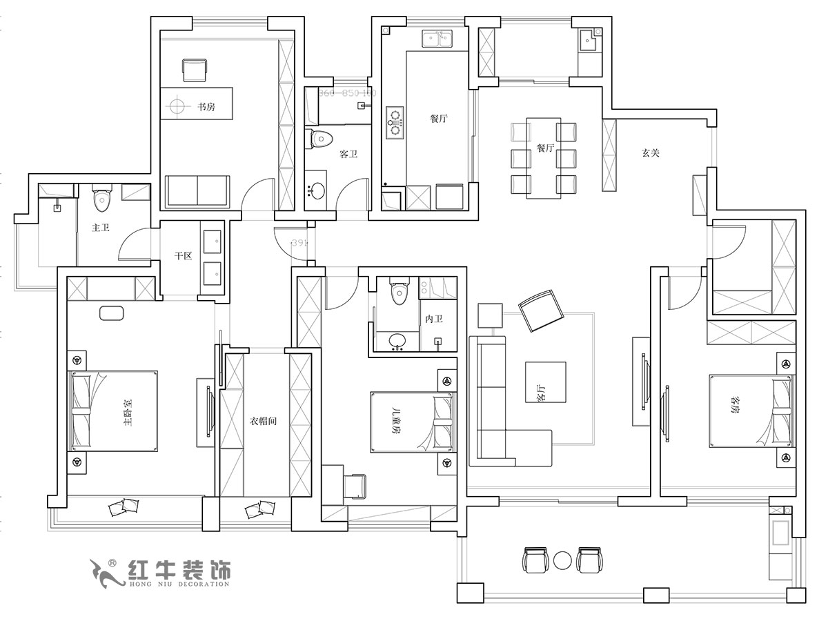 【實(shí)景案例】陸利民|天瓏灣150-1603-240㎡-現(xiàn)代輕奢風(fēng)格|4室2廳3衛(wèi)|定制家¥338430|全包40萬(wàn)|00_01平面布置圖