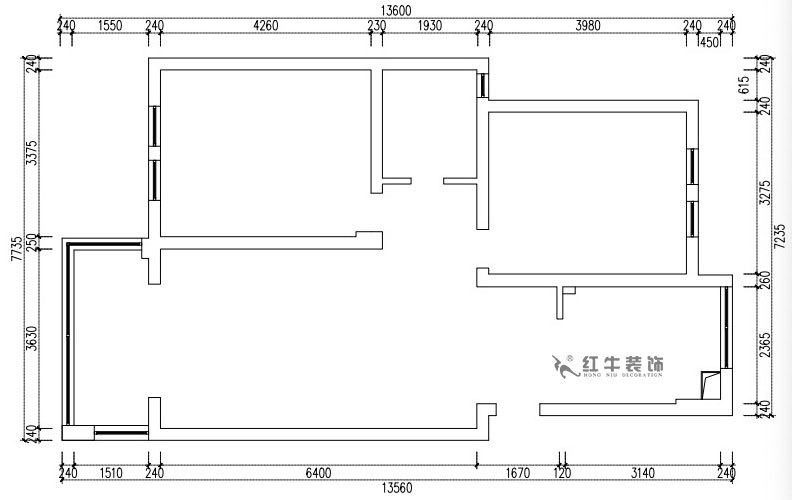 張桐瑋|仙龍灣山莊22-404-89㎡-日式原木簡(jiǎn)約風(fēng)格|2室1廳1衛(wèi)|舊房改造|半包¥67100|半包7萬(wàn)|00_01原始結(jié)構(gòu)圖