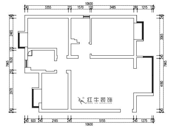 張桐瑋|江雁依山郡23-901-76㎡-現(xiàn)代簡約風格|3室1廳1衛(wèi)|舊房改造|定制家¥93180|全包10萬|00_01原始結構圖