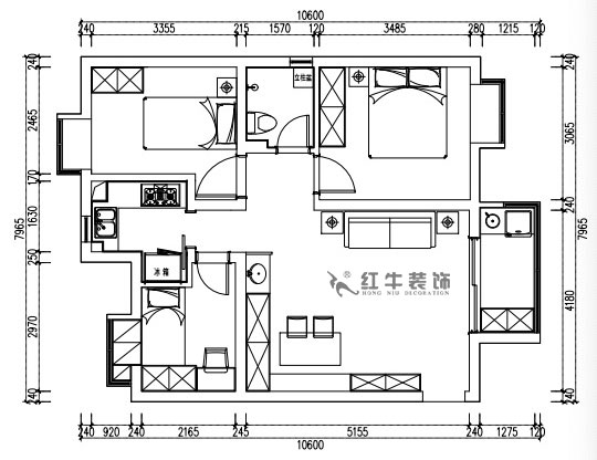 張桐瑋|江雁依山郡23-901-76㎡-現(xiàn)代簡約風格|3室1廳1衛(wèi)|舊房改造|定制家¥93180|全包10萬|00_02平面方案布置圖