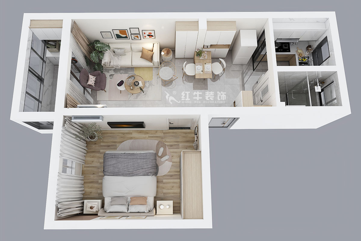 高靈慧|沿河二村3-402-60㎡-北歐風(fēng)格|2室1廳1衛(wèi)|老房裝修|定制家¥103000|全包10