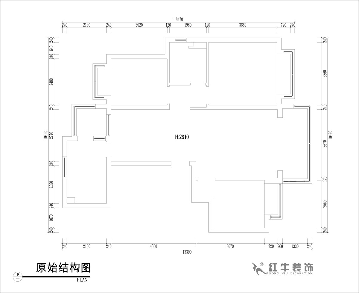張桐瑋|恒大林溪郡13-1001-99㎡-簡歐風(fēng)格|3室1廳1衛(wèi)|新房裝修|定制家¥122000|全包13萬|00_01原始結(jié)構(gòu)圖