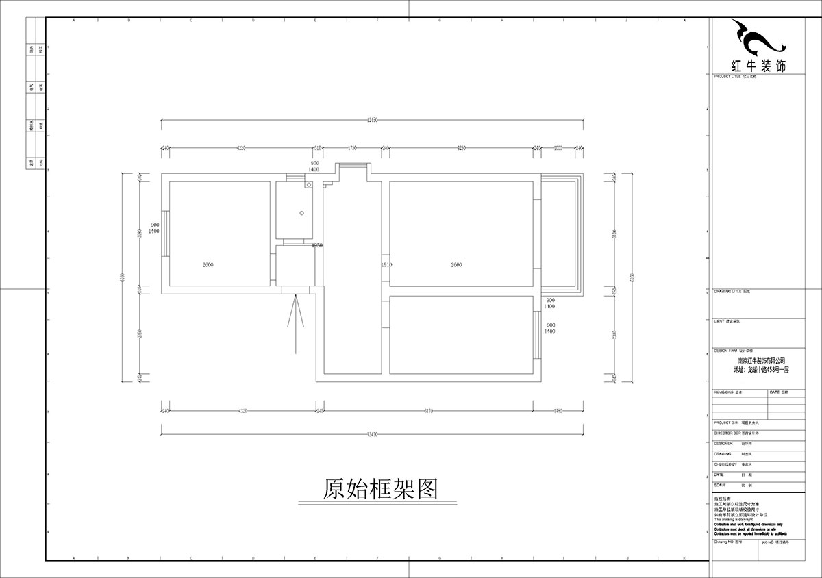孟憲濤|張府園小區(qū)20號(hào)202室-70㎡-簡(jiǎn)約風(fēng)格|2室1廳1衛(wèi)|老房裝修|定制家¥95000|全包12萬(wàn)|00_01原始框架圖