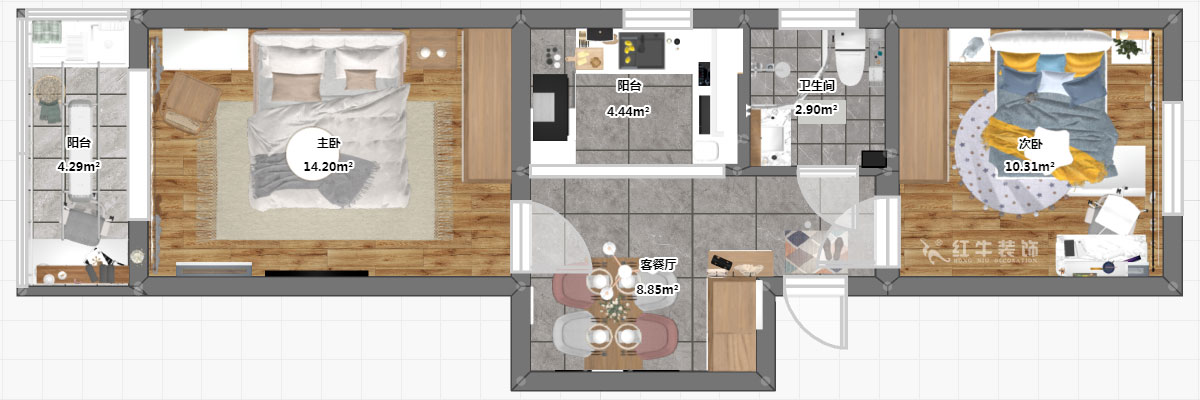 高靈慧|寧夏路17-1號(hào)4-302-60㎡-北歐風(fēng)格|2室1廳1衛(wèi)|老房裝修|定制家¥79500|全包7