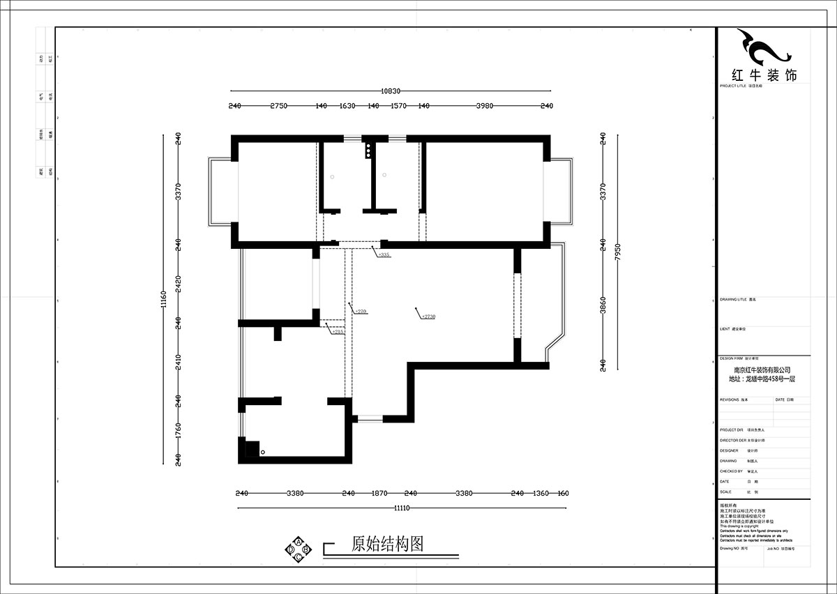 【實景案例】張智猿|金域華府-120㎡-簡約風格|3室1廳2衛(wèi)|老房裝修|定制家|全包16萬|00_01原始結構圖
