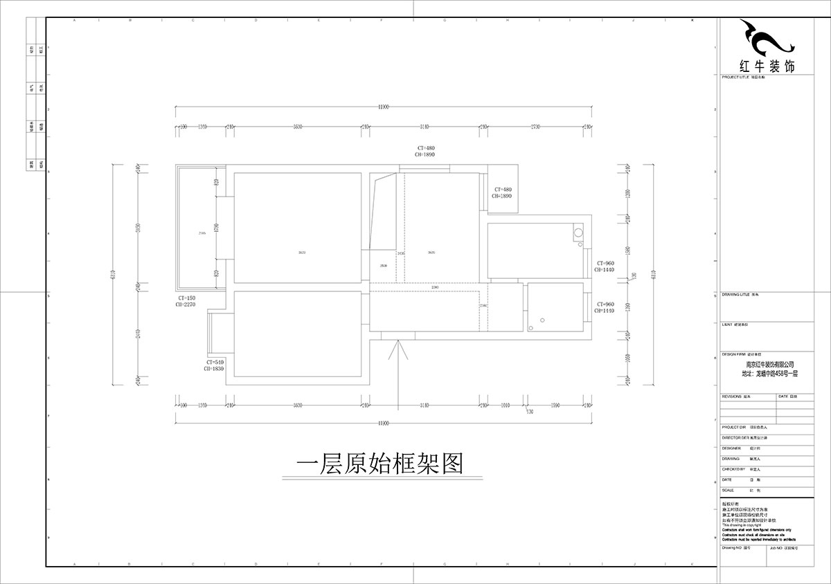 孟憲濤|堯順佳園2期60-606-72㎡-簡約風格|3室1廳1衛(wèi)|新房裝修|定制家|全包11萬|00_01一層原始框架圖
