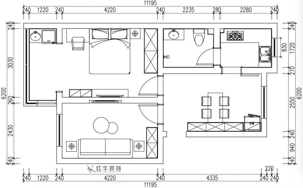 張桐瑋|南堡新寓7-2-102-58㎡-現(xiàn)代簡約風格|2室1廳1衛(wèi)|舊房改造|定制家¥66000|全包6