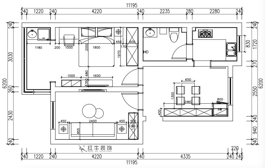 張桐瑋|南堡新寓7-2-102-58㎡-現(xiàn)代簡約風格|2室1廳1衛(wèi)|舊房改造|定制家¥66000|全包6