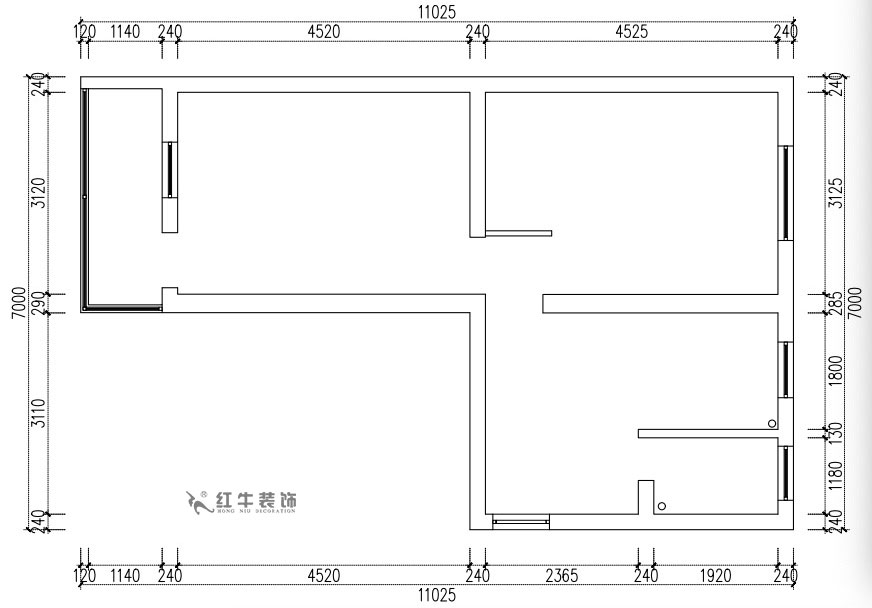 張桐瑋|老虎頭3-1-403-59㎡-現(xiàn)代簡約風(fēng)格|2室1廳1衛(wèi)|老房裝修|定制家¥68410|全包10萬|00_01原始結(jié)構(gòu)圖