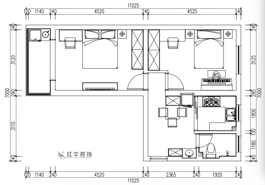 張桐瑋|老虎頭3-1-403-59㎡-現(xiàn)代簡約風(fēng)格|2室1廳1衛(wèi)|老房裝修|定制家¥68410|全包10萬|00_02平面方案圖