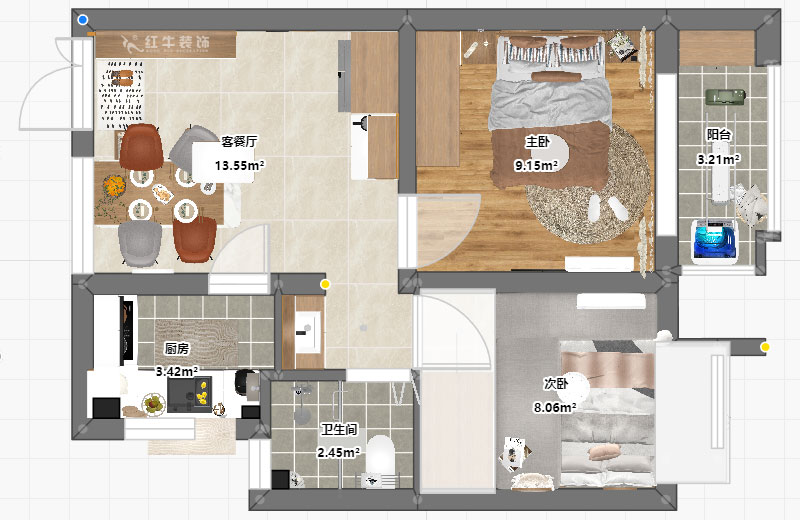 賈庭|化建二村2-304-50㎡-現(xiàn)代風格|2室1廳1廚1衛(wèi)|新房裝修|定制家|全包8