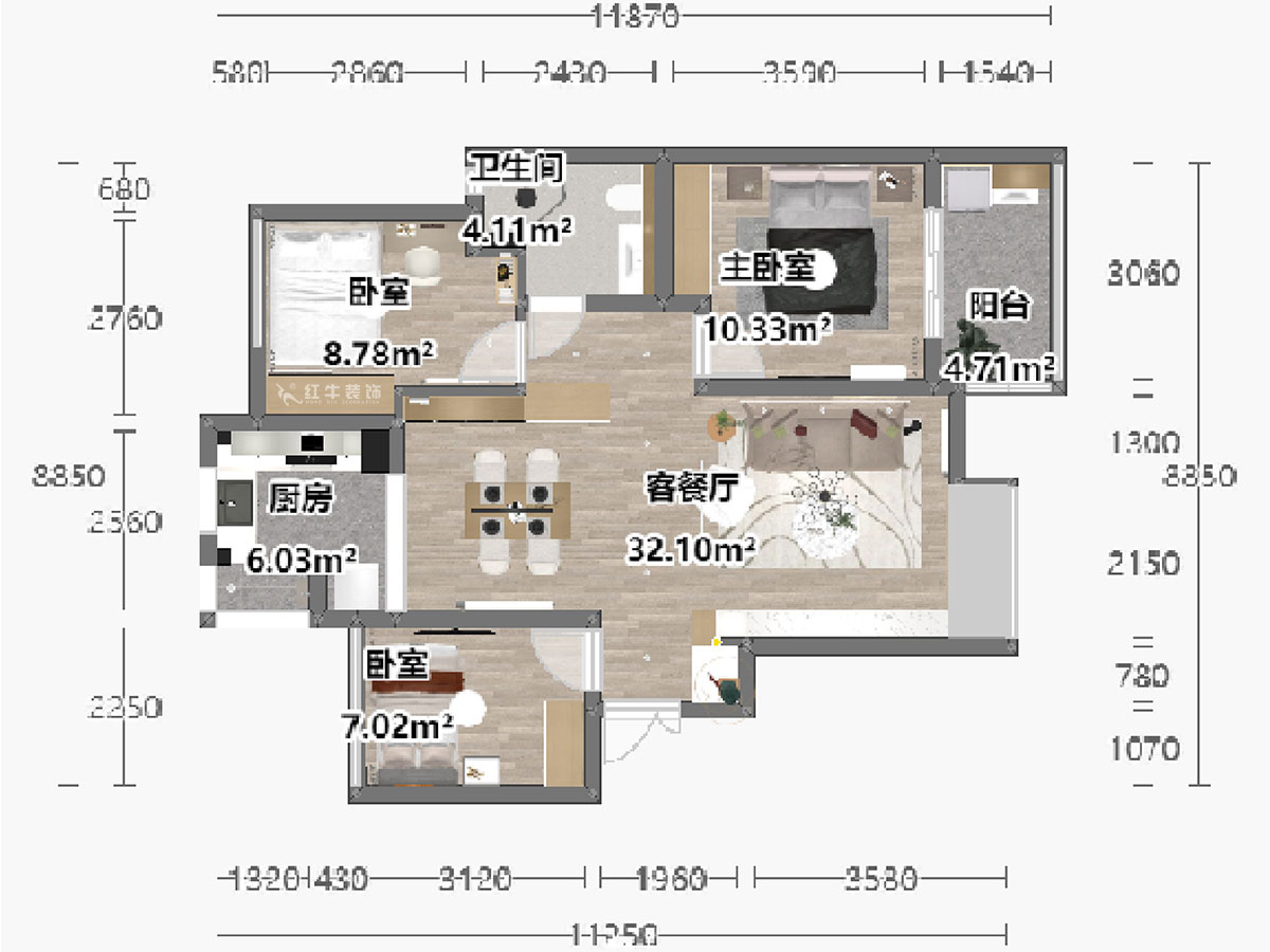 陸利民|富力城50-1204-93㎡-現(xiàn)代風(fēng)格|3室2廳1衛(wèi)|新房裝修|定制家|全包13