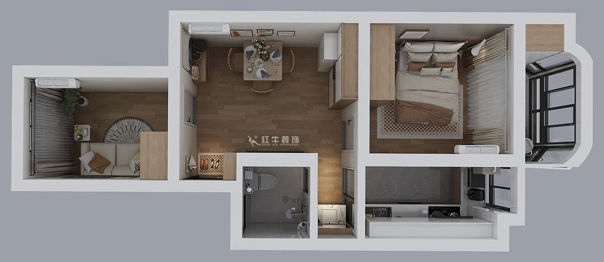 高靈慧|南苑臺園26號9-401-60㎡-北歐風(fēng)格|2室1廳1衛(wèi)|老房裝修|定制家|全包9萬|00_04鳥瞰圖