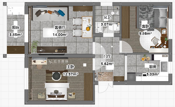 吳波|馬臺街56號502-401-60㎡-現(xiàn)代風格|2室2廳1衛(wèi)|老房裝修|定制家|全包9