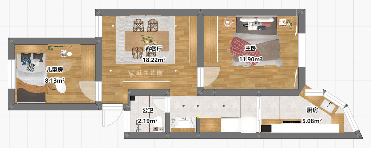 劉曉芳|虹苑新寓二村4-5-210-60㎡-北歐風(fēng)格|2室2廳1衛(wèi)|老房裝修|定制家|全包8