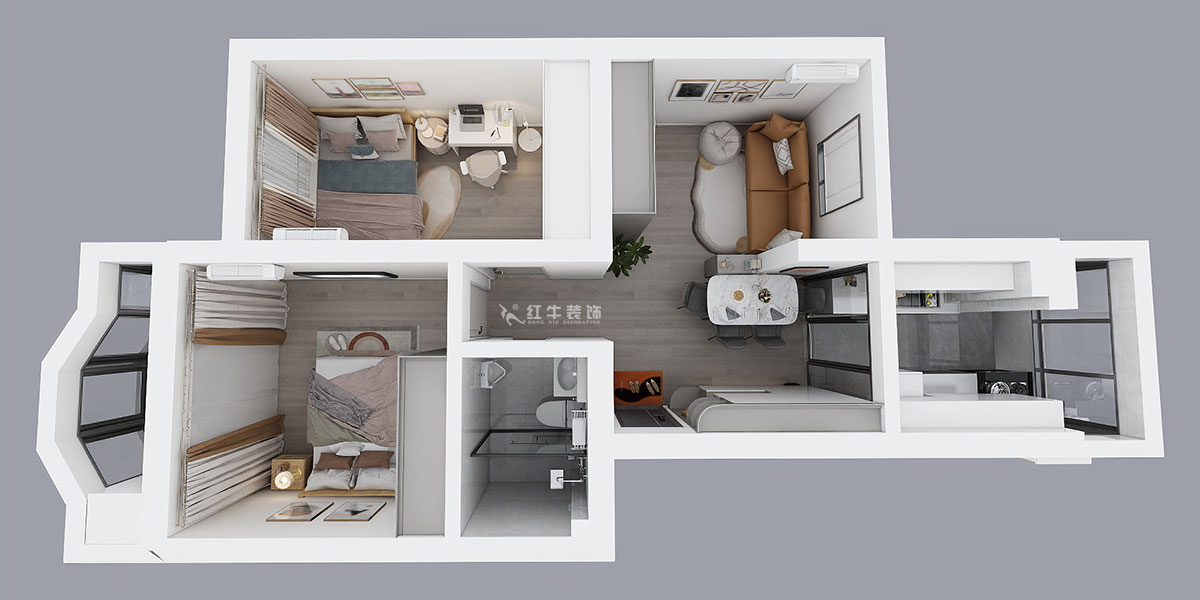 吳波|櫻駝花園躍新園3-206-70㎡-現(xiàn)代風(fēng)格|2室2廳1衛(wèi)|舊房裝修|定制家|全包9萬(wàn)|00_04鳥(niǎo)瞰圖