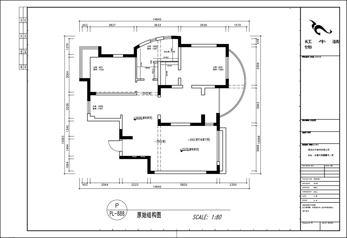 顧娟|翠島花城荷田苑6-101-135㎡-現(xiàn)代簡約風格|3室2廳2衛(wèi)|舊房裝修|定制家|全包19萬|00_01原始結(jié)構(gòu)圖