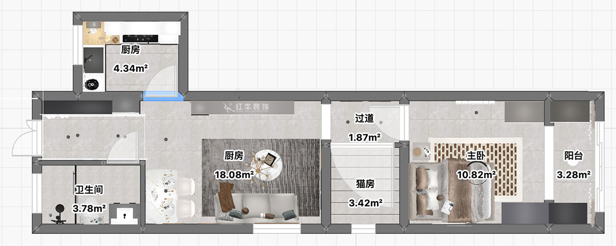 朱彥|三條巷101-104-50㎡-簡約風(fēng)格|1室1廳1衛(wèi)|老房裝修|定制家|全包10萬|00_03平面彩圖